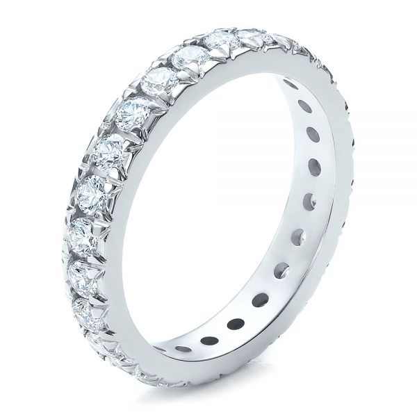 14k White Gold 14k White Gold French Cut Diamond Eternity Band - Three-Quarter View -  100114