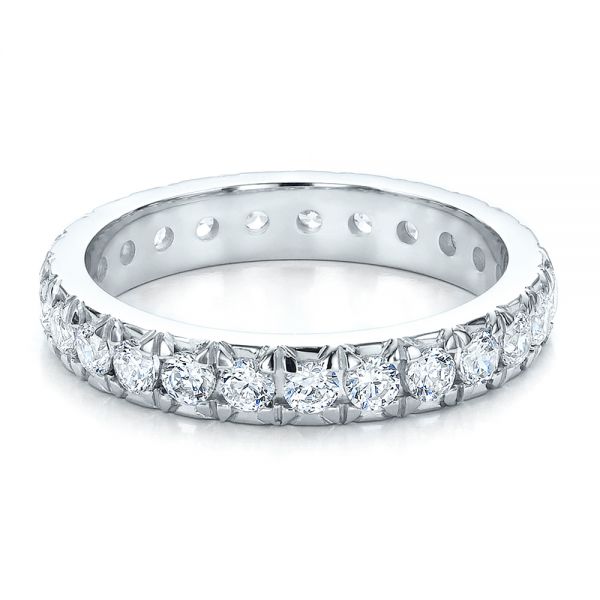 18k White Gold French Cut Diamond Eternity Band - Flat View -  100114