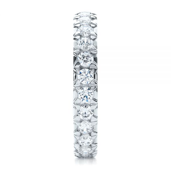 18k White Gold French Cut Diamond Eternity Band - Side View -  100114