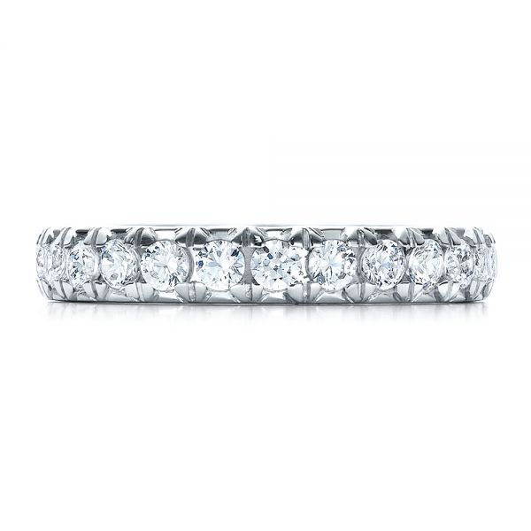 18k White Gold French Cut Diamond Eternity Band - Top View -  100114