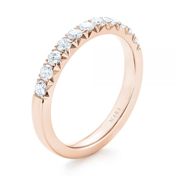 18k Rose Gold 18k Rose Gold French Cut Diamond Wedding Band - Three-Quarter View -  103704