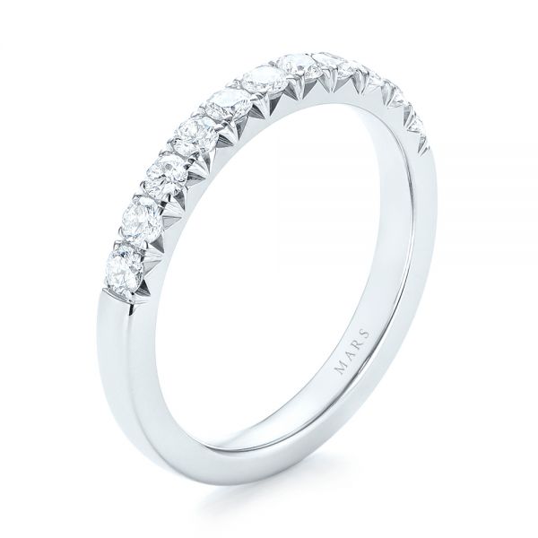 14k White Gold 14k White Gold French Cut Diamond Wedding Band - Three-Quarter View -  103704