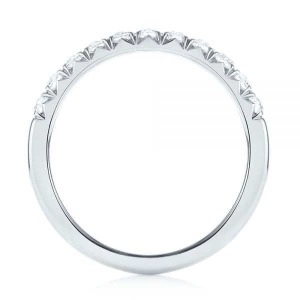 18k White Gold French Cut Diamond Wedding Band - Front View -  103704