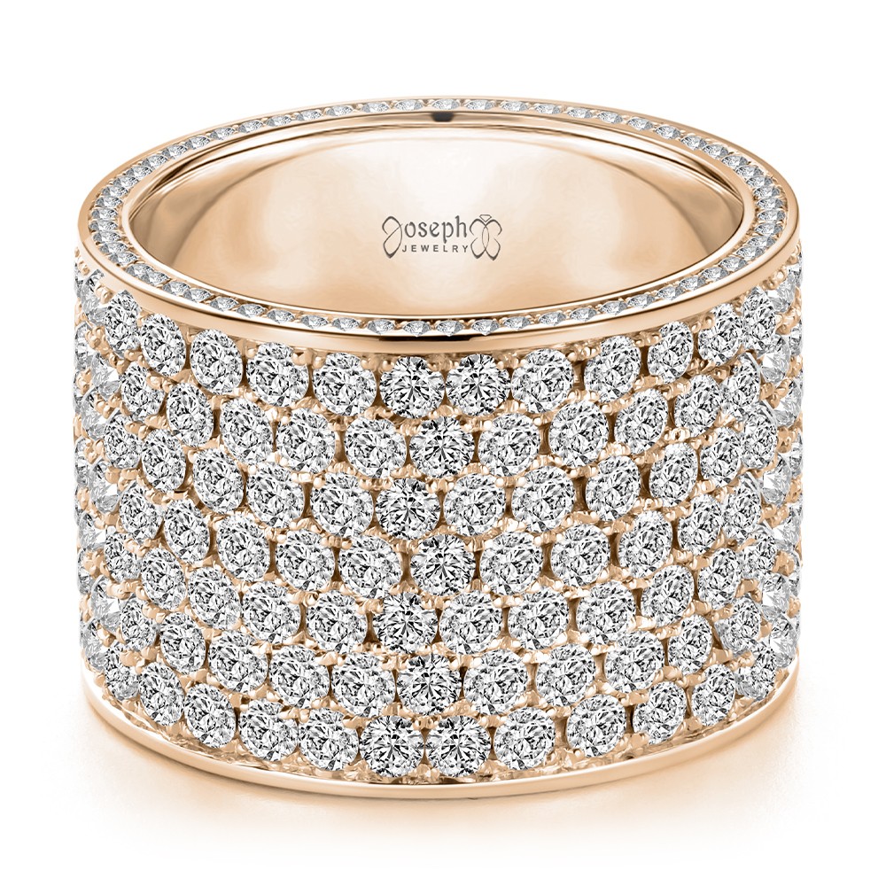14k Rose Gold 14k Rose Gold Full Pave Diamond Wedding Band - Flat View -  108544 - Thumbnail