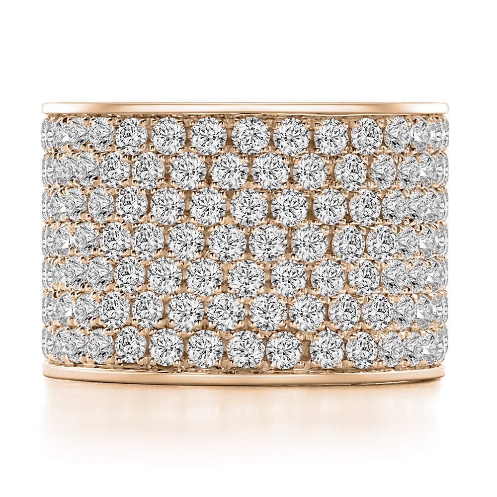 14k Rose Gold 14k Rose Gold Full Pave Diamond Wedding Band - Top View -  108544 - Thumbnail