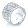 14k White Gold Full Pave Diamond Wedding Band - Three-Quarter View -  108544 - Thumbnail