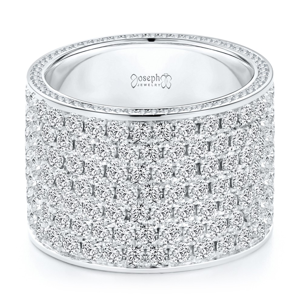 14k White Gold Full Pave Diamond Wedding Band - Flat View -  108544 - Thumbnail