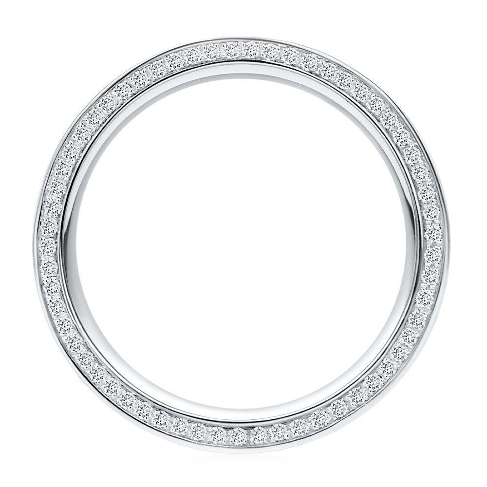 14k White Gold Full Pave Diamond Wedding Band - Front View -  108544 - Thumbnail