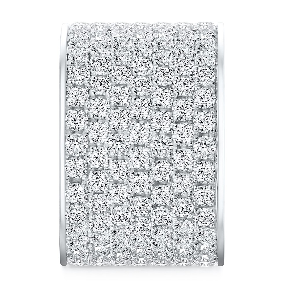 14k White Gold Full Pave Diamond Wedding Band - Side View -  108544 - Thumbnail