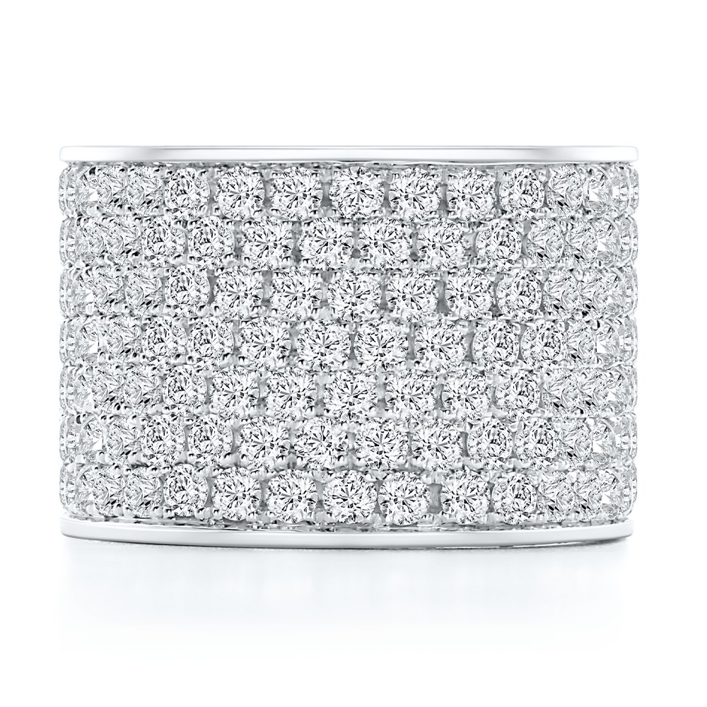14k White Gold Full Pave Diamond Wedding Band - Top View -  108544 - Thumbnail