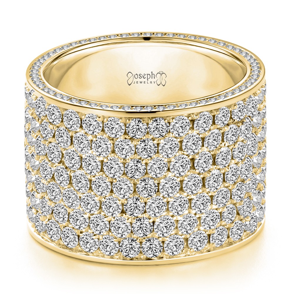 18k Yellow Gold 18k Yellow Gold Full Pave Diamond Wedding Band - Flat View -  108544 - Thumbnail