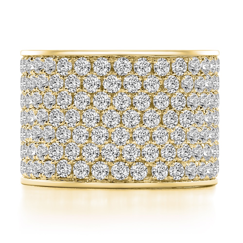 18k Yellow Gold 18k Yellow Gold Full Pave Diamond Wedding Band - Top View -  108544 - Thumbnail