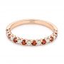 18k Rose Gold 18k Rose Gold Garnet And Diamond Wedding Band - Flat View -  104593 - Thumbnail