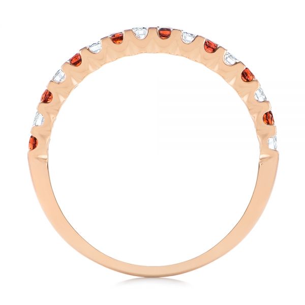 14k Rose Gold Garnet And Diamond Wedding Band - Front View -  104593
