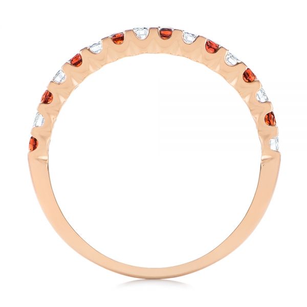 18k Rose Gold 18k Rose Gold Garnet And Diamond Wedding Band - Front View -  104593