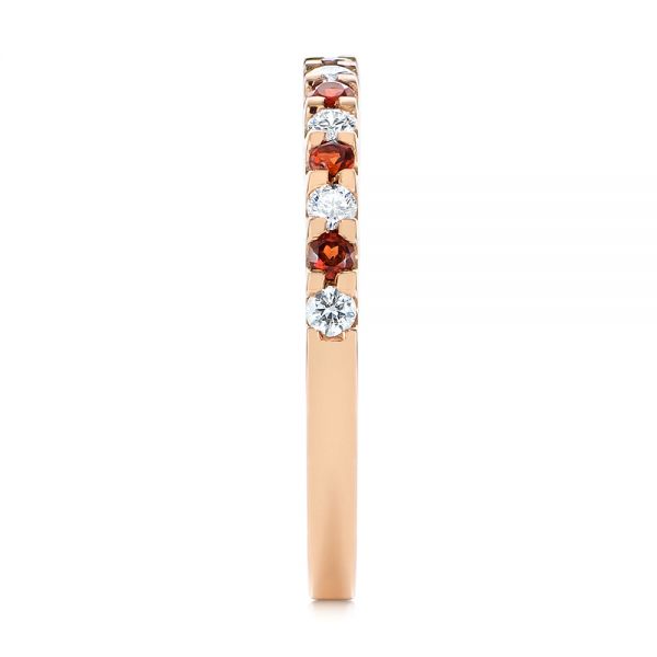 18k Rose Gold 18k Rose Gold Garnet And Diamond Wedding Band - Side View -  104593