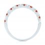 14k White Gold 14k White Gold Garnet And Diamond Wedding Band - Front View -  104593 - Thumbnail