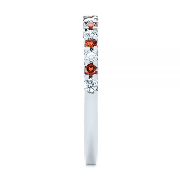 18k White Gold 18k White Gold Garnet And Diamond Wedding Band - Side View -  104593