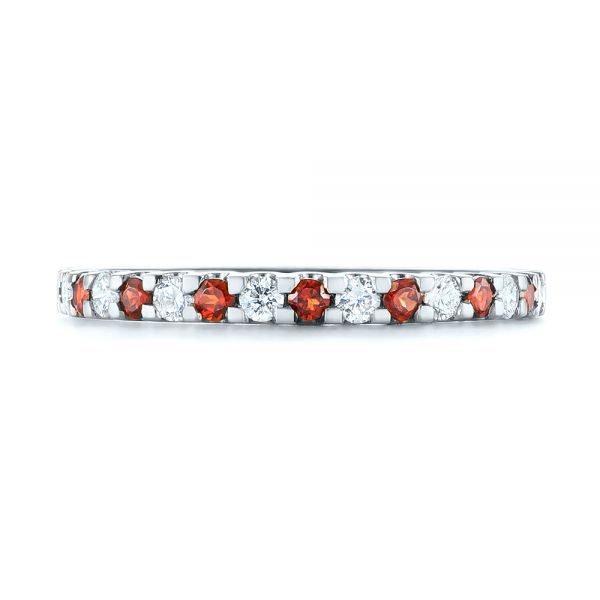  Platinum Platinum Garnet And Diamond Wedding Band - Top View -  104593