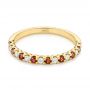 18k Yellow Gold 18k Yellow Gold Garnet And Diamond Wedding Band - Flat View -  104593 - Thumbnail