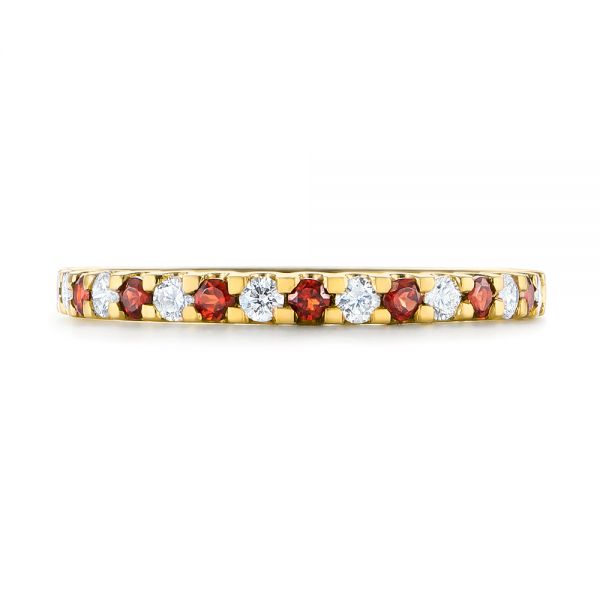 18k Yellow Gold 18k Yellow Gold Garnet And Diamond Wedding Band - Top View -  104593