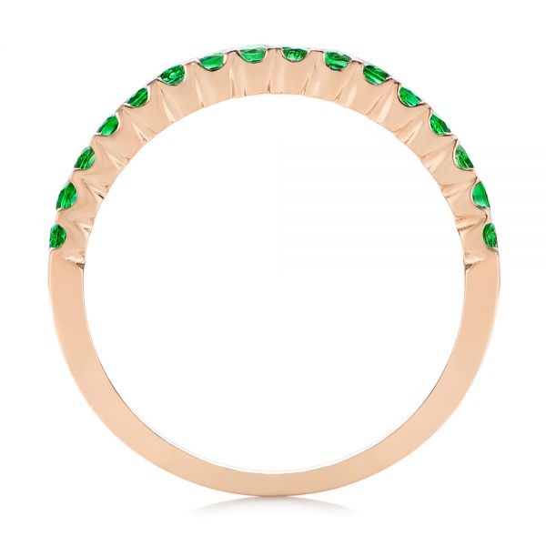 18k Rose Gold 18k Rose Gold Green Emerald Wedding Band - Front View - 104591