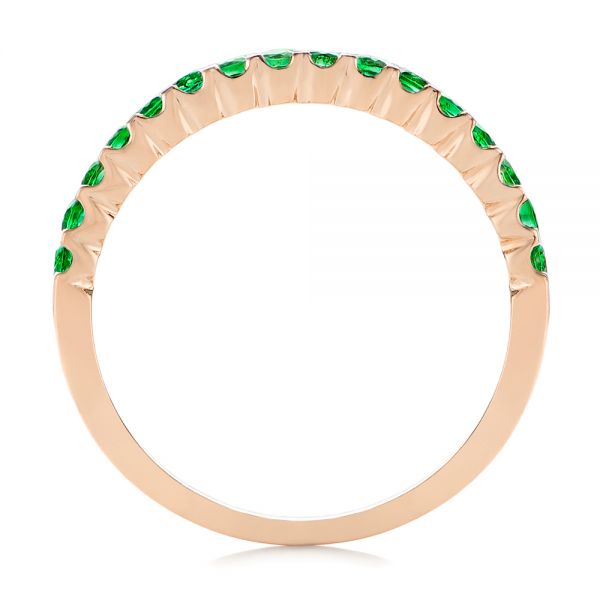 14k Rose Gold 14k Rose Gold Green Emerald Wedding Band - Front View -  104591