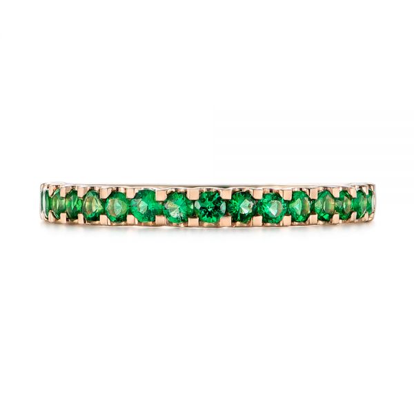 18k Rose Gold 18k Rose Gold Green Emerald Wedding Band - Top View -  104591