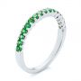 14k White Gold Green Emerald Wedding Band