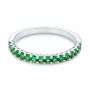 14k White Gold 14k White Gold Green Emerald Wedding Band - Flat View -  104591 - Thumbnail