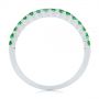  Platinum Platinum Green Emerald Wedding Band - Front View -  104591 - Thumbnail