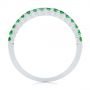 18k White Gold 18k White Gold Green Emerald Wedding Band - Front View -  104591 - Thumbnail