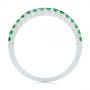 18k White Gold 18k White Gold Green Emerald Wedding Band - Front View -  104591 - Thumbnail