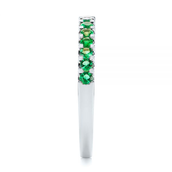 18k White Gold 18k White Gold Green Emerald Wedding Band - Side View - 104591