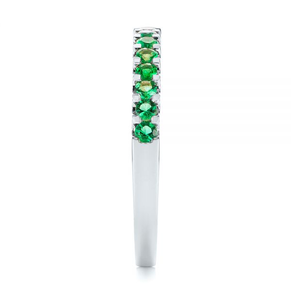  Platinum Platinum Green Emerald Wedding Band - Side View -  104591