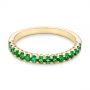14k Yellow Gold Green Emerald Wedding Band - Flat View -  104591 - Thumbnail