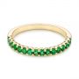 14k Yellow Gold Green Emerald Wedding Band - Flat View -  104591 - Thumbnail