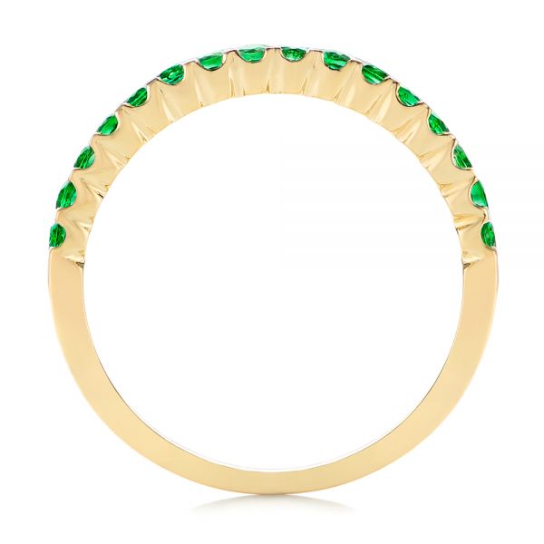14k Yellow Gold Green Emerald Wedding Band - Front View - 104591