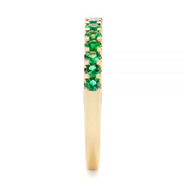 14k Yellow Gold Green Emerald Wedding Band - Side View - 104591