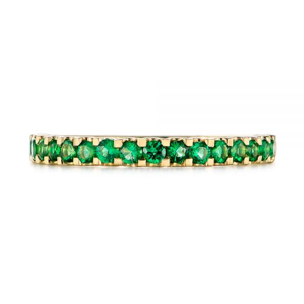 14k Yellow Gold Green Emerald Wedding Band - Top View - 104591