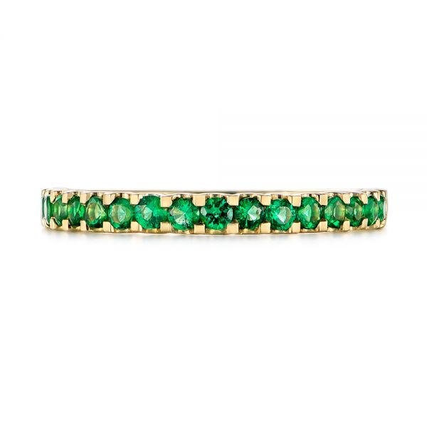 18k Yellow Gold 18k Yellow Gold Green Emerald Wedding Band - Top View -  104591