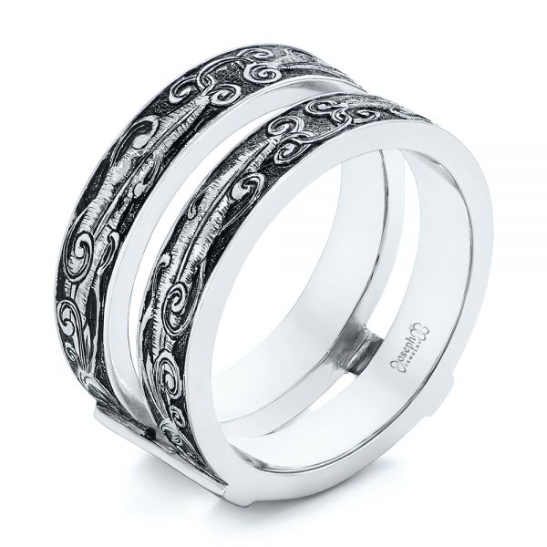 Hand Engraved Black Antiqued Jacket Wedding Band - Image