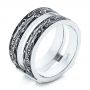 18k White Gold Hand Engraved Black Antiqued Jacket Wedding Band - Three-Quarter View -  105335 - Thumbnail