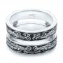 14k White Gold 14k White Gold Hand Engraved Black Antiqued Jacket Wedding Band - Flat View -  105335 - Thumbnail