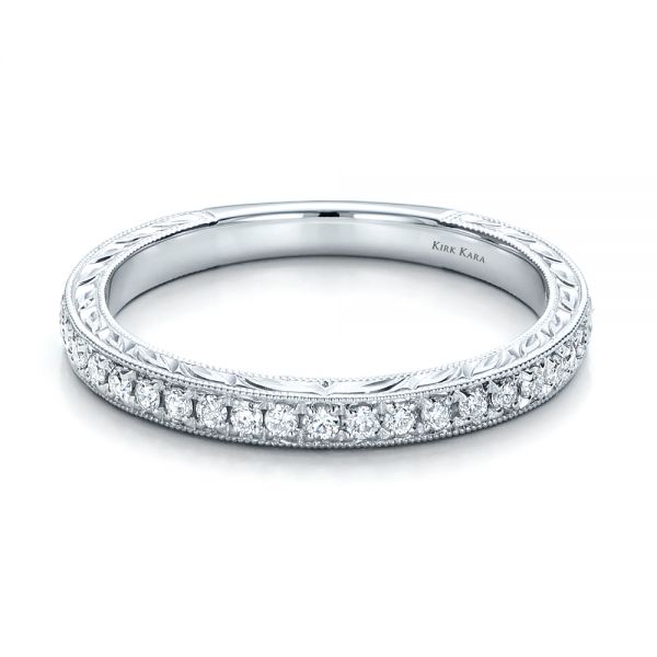 Hand Engraved Diamond Wedding Band - Kirk Kara - Flat View -  100878
