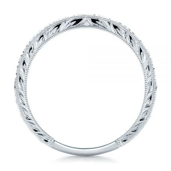 Hand Engraved Diamond Wedding Band - Kirk Kara - Front View -  100878