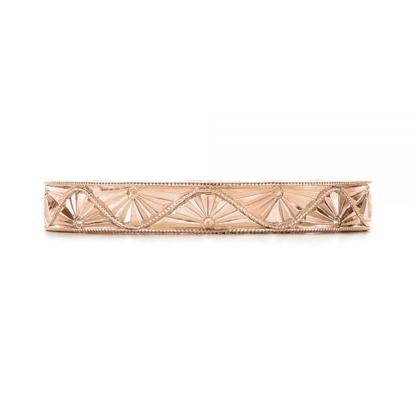 18k Rose Gold 18k Rose Gold Hand-engraved Wedding Band - Top View -  103495