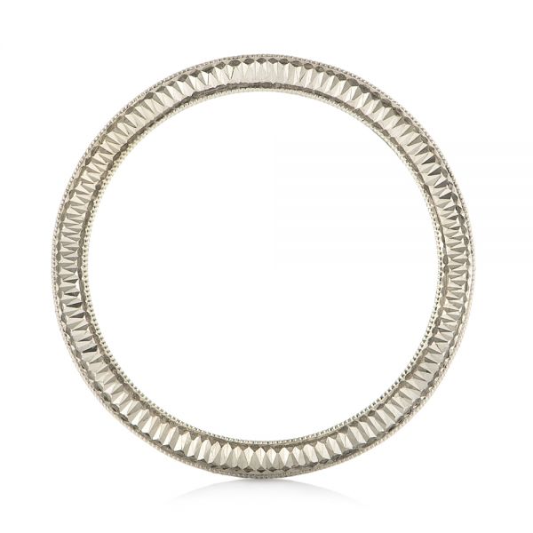14k White Gold Hand-engraved Wedding Band - Front View - 103495
