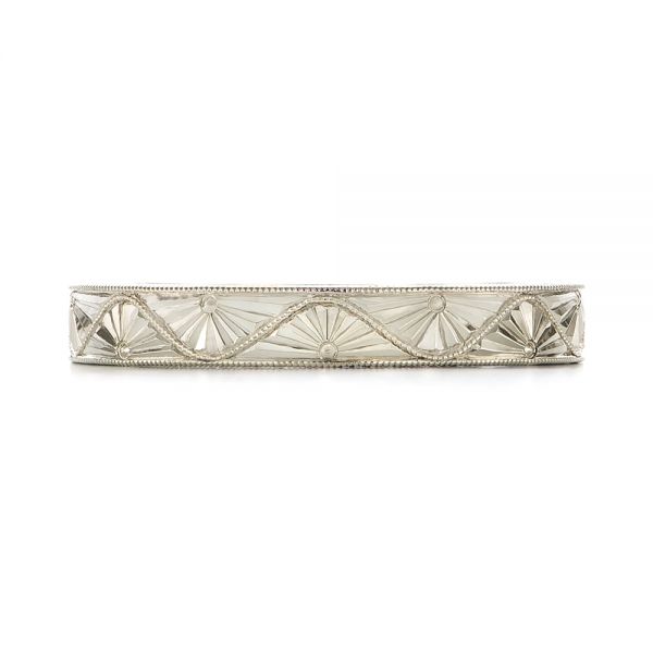 14k White Gold Hand-engraved Wedding Band - Top View - 103495