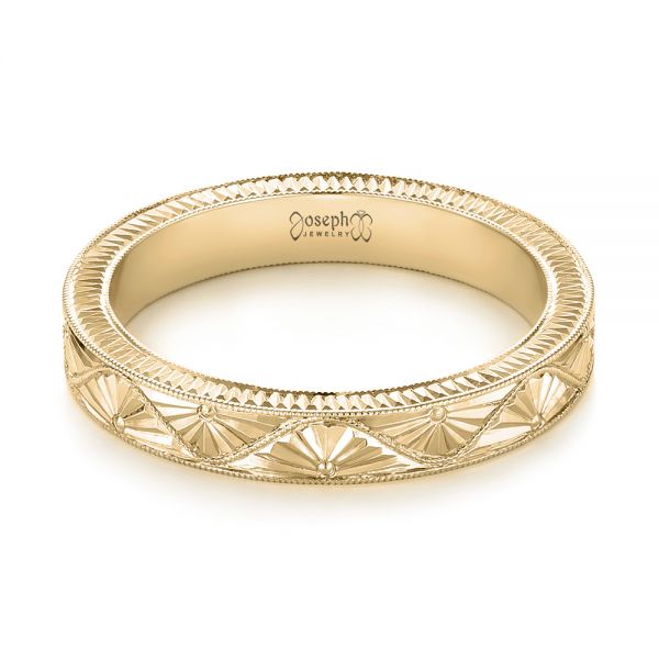 18k Yellow Gold 18k Yellow Gold Hand-engraved Wedding Band - Flat View -  103495